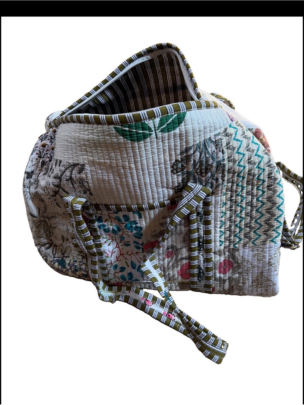NWT Boho quilted patchwork duffel bag carry on travel gym work diaper adj strap